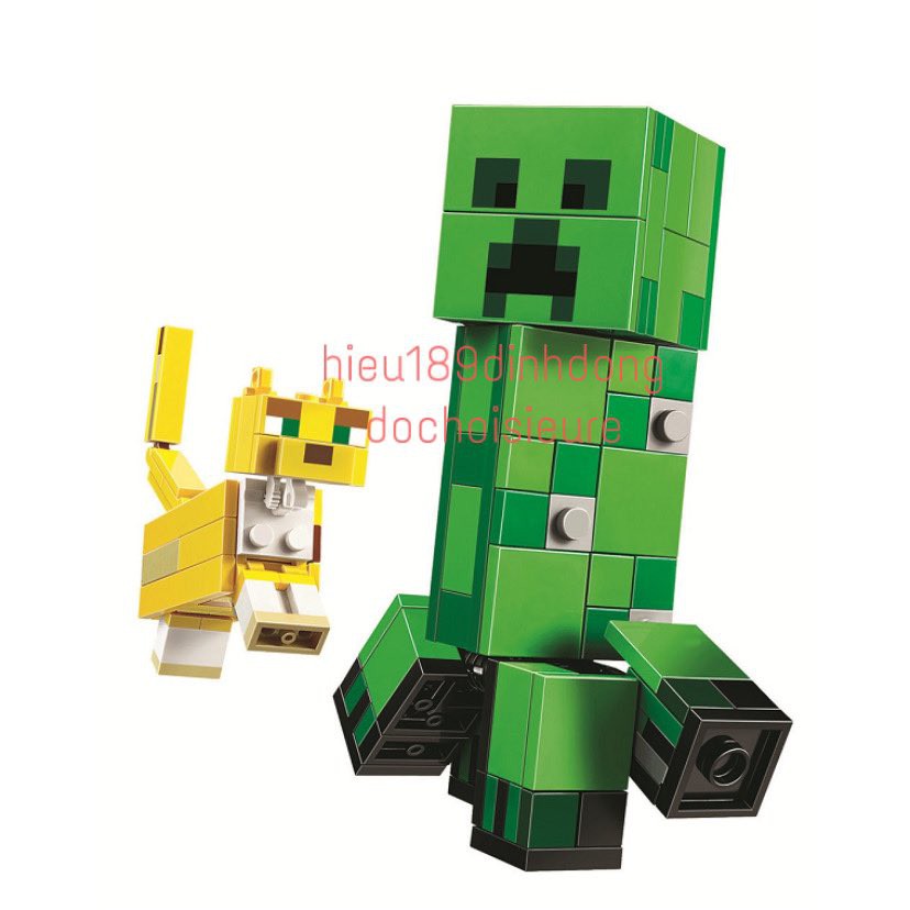 Lắp ráp xếp hình non lego minecraft my world 21156 , lari 11474 : Creeper Khổng lồ và Mèo gấm 184 mảnh