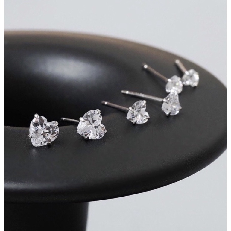 Bông tai nữ tim đá 5ly cá tính nhẹ nhàng- THJ SILVER