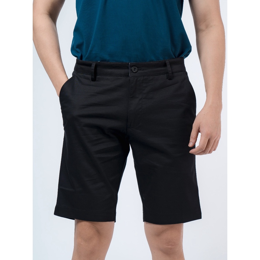 Quần short kaki nam hàng hiệu OWEN SK220504 sóc đùi ngố khaki màu đen trơn dáng slim fit ôm vừa vải cotton cao cấp