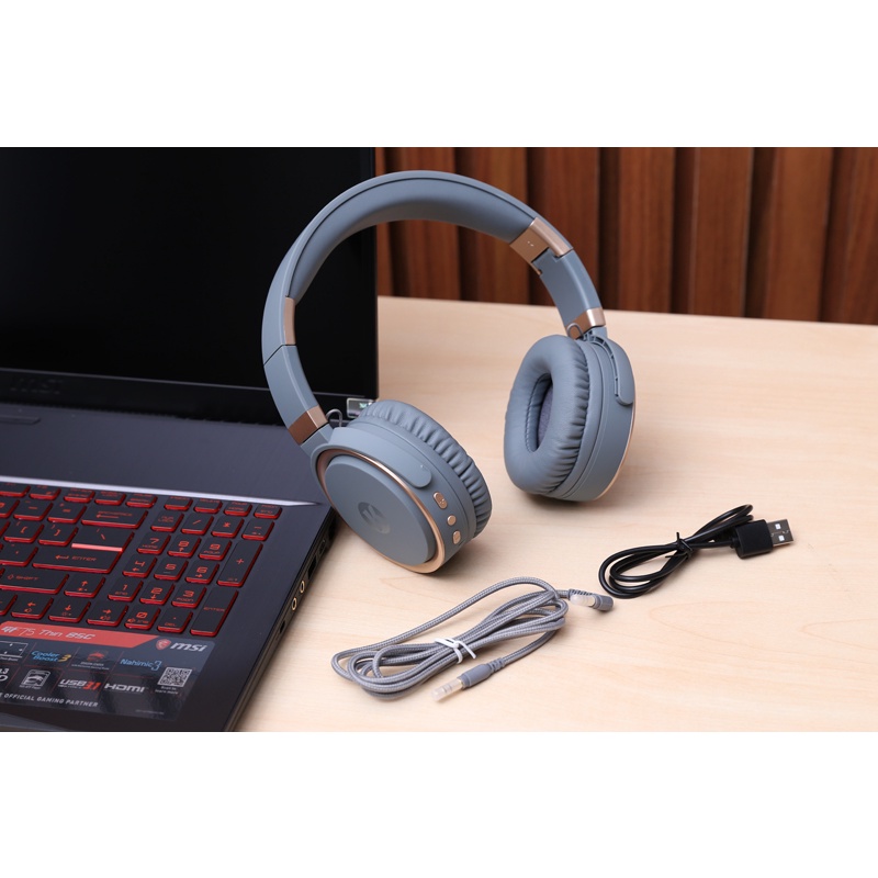 Tai nghe Bluetooth Chụp tai Kanen K6 Xám Gold - Chính hãng BH 12 tháng