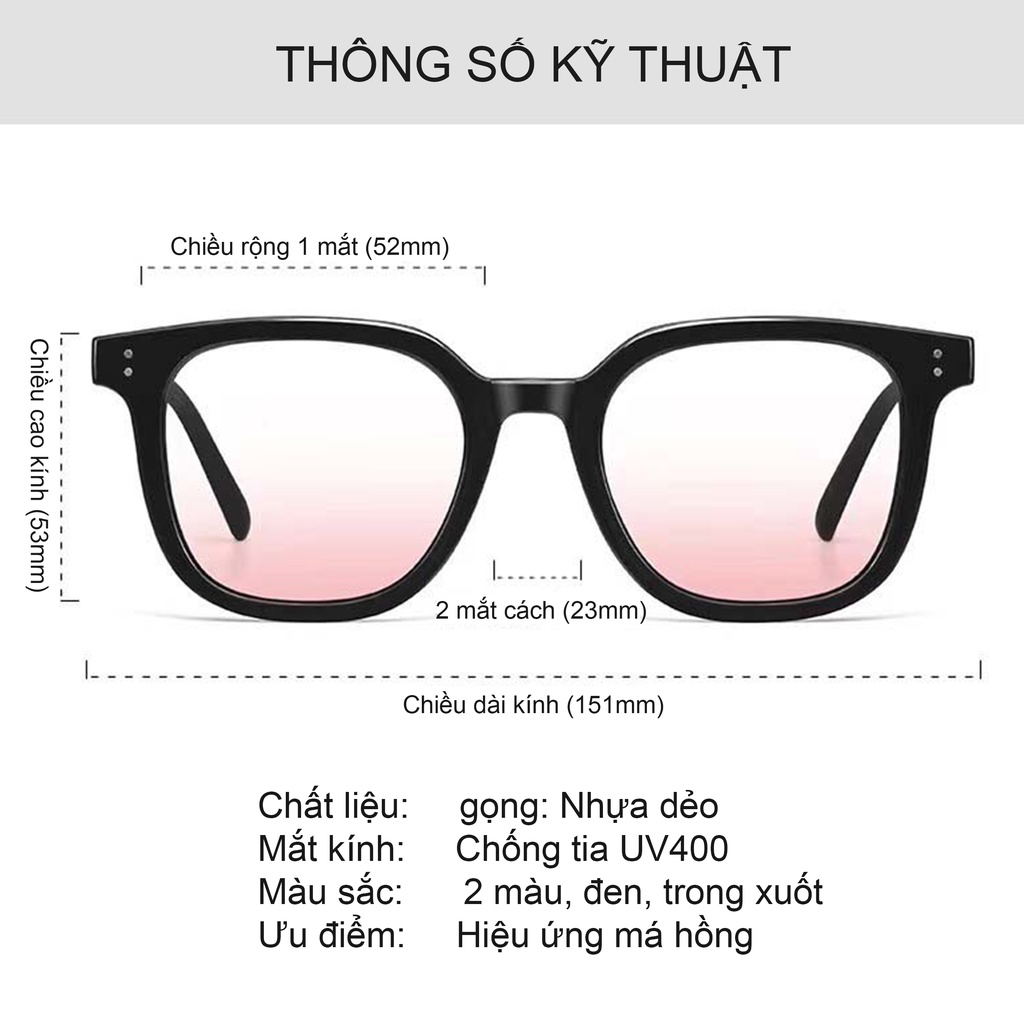 Kính mắt nữ ombre kính hai chấm gọng dẻo tạo hiệu ứng má hồng dễ thương hai màu trong suốt gọng đen Lémiaccessories