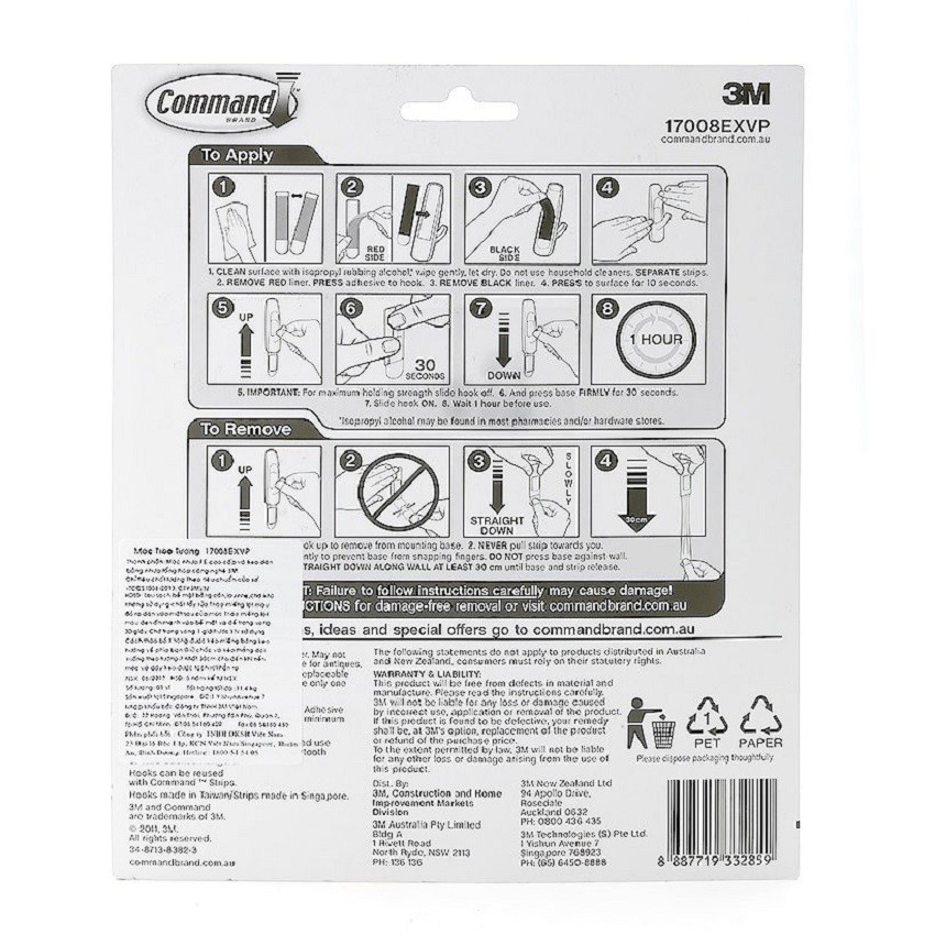 Command 3M 17008EXVP Keo bám cực chắc chắn, chịu được trọng lượng lớn