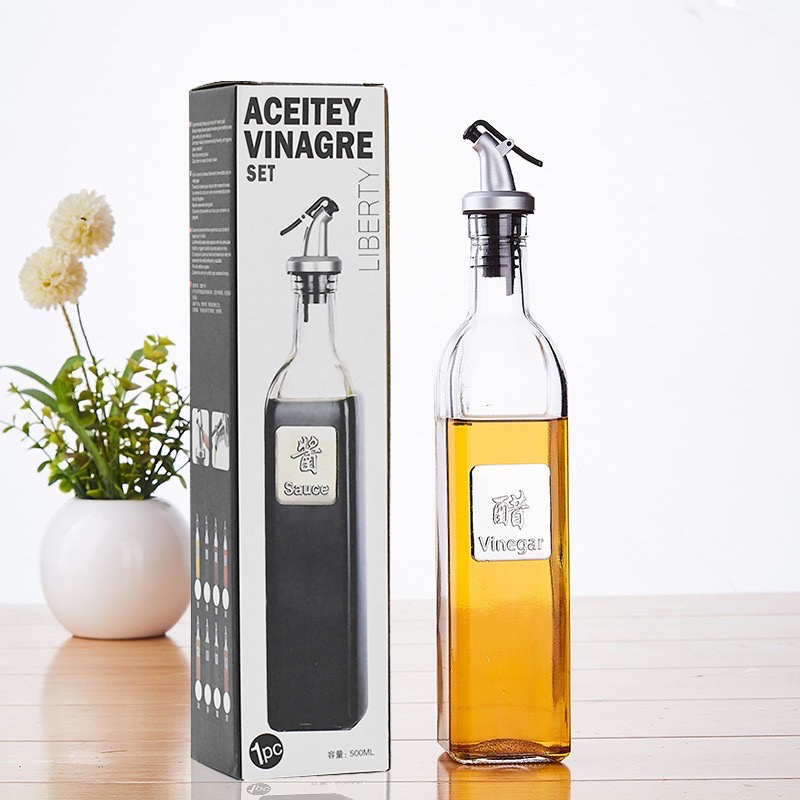Chai đựng dầu ăn dáng vuông cao, Vòi bấm tay 500ml - 250ml - 160ml