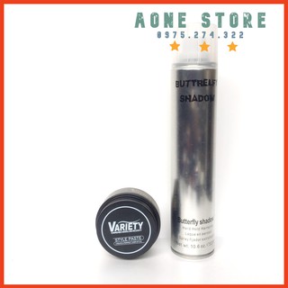 Combo gôm xịt tóc buttrefly shadow 600ml + sáp vuốt tóc variety matte lasting 100ml siêu giữ nếp