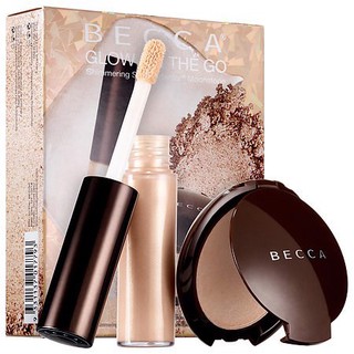 Set highlight Becca dạng phấn và dạng kem Shimmering Skin Perfector® Glow On The Go màu moonstone