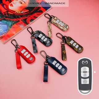 Bao da chìa khóa Mazda Cx8 6 BT50 khâu tay handmade có dây tay cầm MM3V CD
