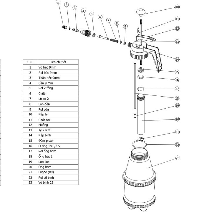 Bình tưới cây 2 Lít DADUCO 202 chất lượng cao.