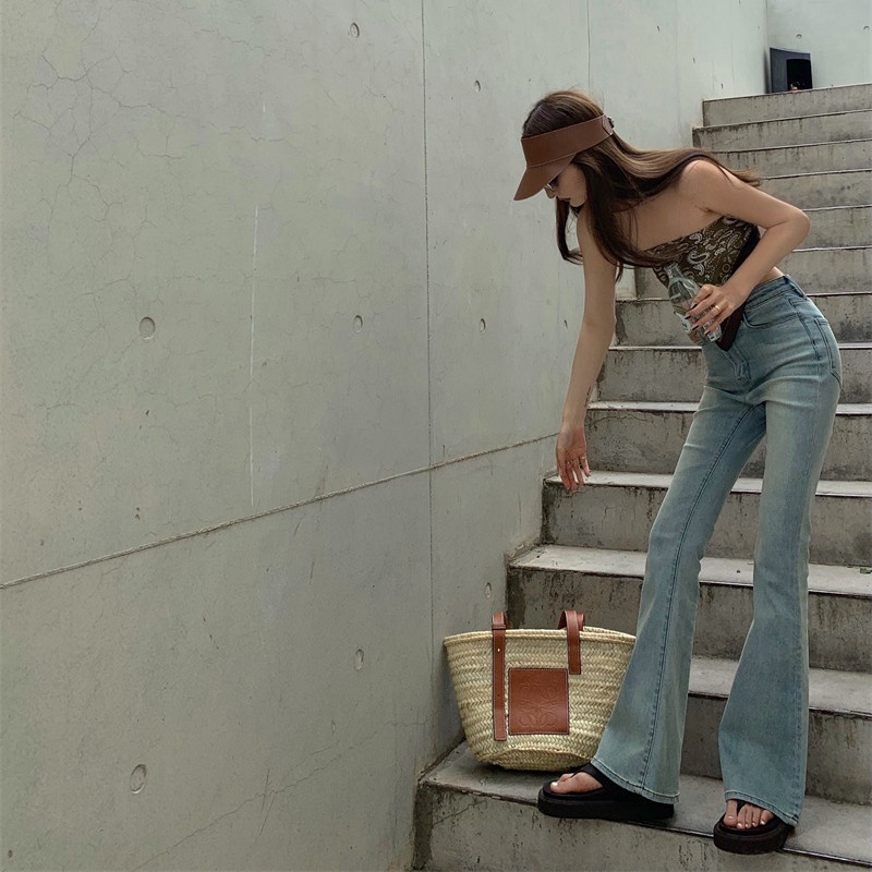 Quần Jeans Nữ Lưng Cao Ống Loe Thời Trang