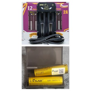 Sạc đôi cylai - kèm 2 pin vàng cylaid 18650, 3100 mah,60a,3.7v