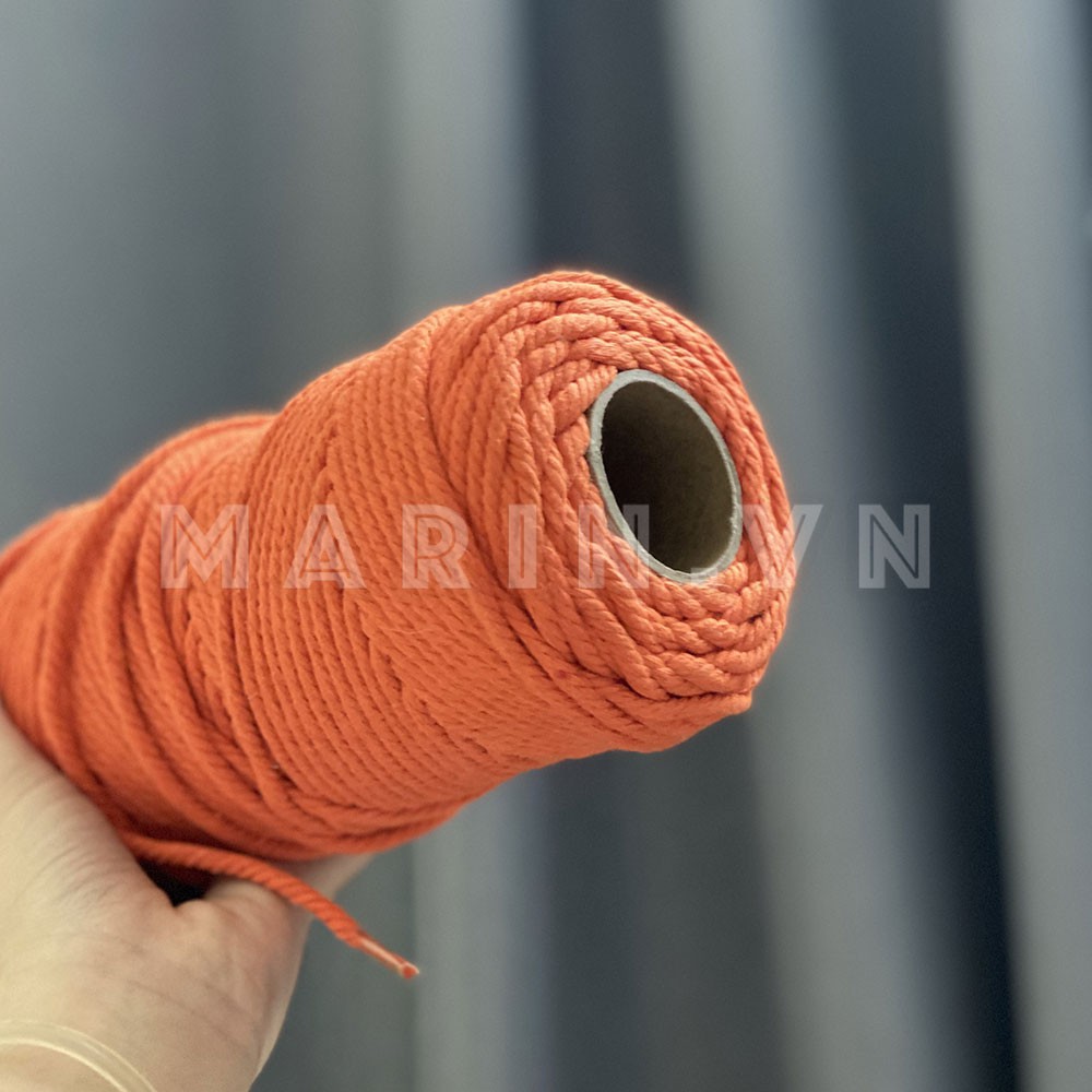 Dây thừng se macrame cotton đan đồ trang trí sợi tiết diện 4mm nhiều màu