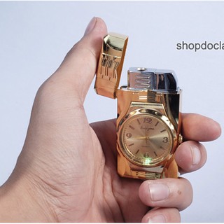 [GIÁ SẬP SÀN] BẬT LỬA ZIPPO MẠ VÀNG KIÊM ĐỒNG HỒ (5071, LM) [SỈ]