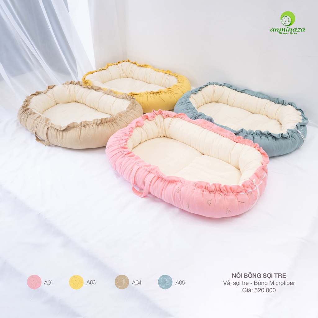 Nôi bông 80x120cm vải sợi tre bông Microfiber Anminaza cao cấp