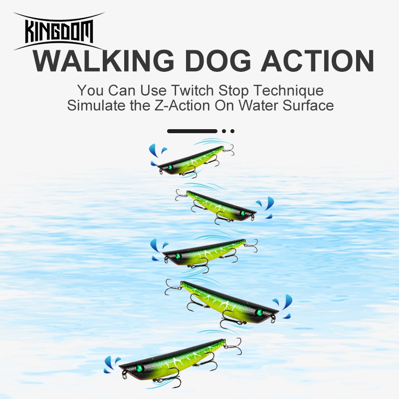 Mồi Câu Cá Giả Kingdom Walkerdog Dạng Cứng Có 10 Màu Giới Hạn Tùy Chọn Co Rút Khi Bơi 95mm/10g 120mm/17g
