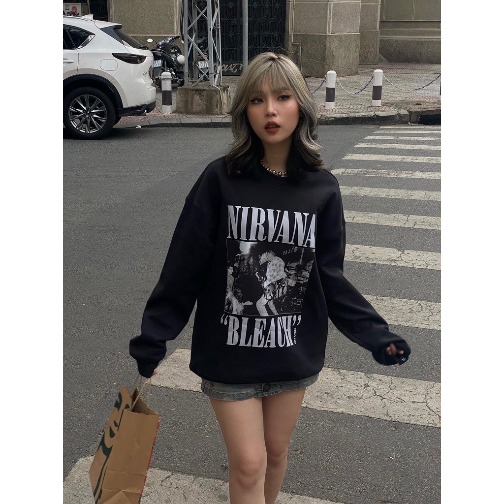 Áo Sweater NIRVANA Cổ Tròn Form Unisex Chất Vải Nỉ Bông Cao Cấp