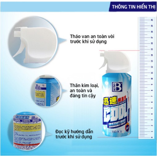 Bình xịt làm lạnh tức thời, mát nội thất xe ô tô, xe máy, khử mùi hiệu quả