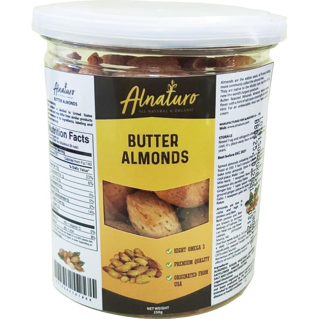 [Mã GROSALE2703 giảm 8% đơn 250K] 250gr-500gr Hạnh nhân rang bơ Alnaturo Butter Almonds