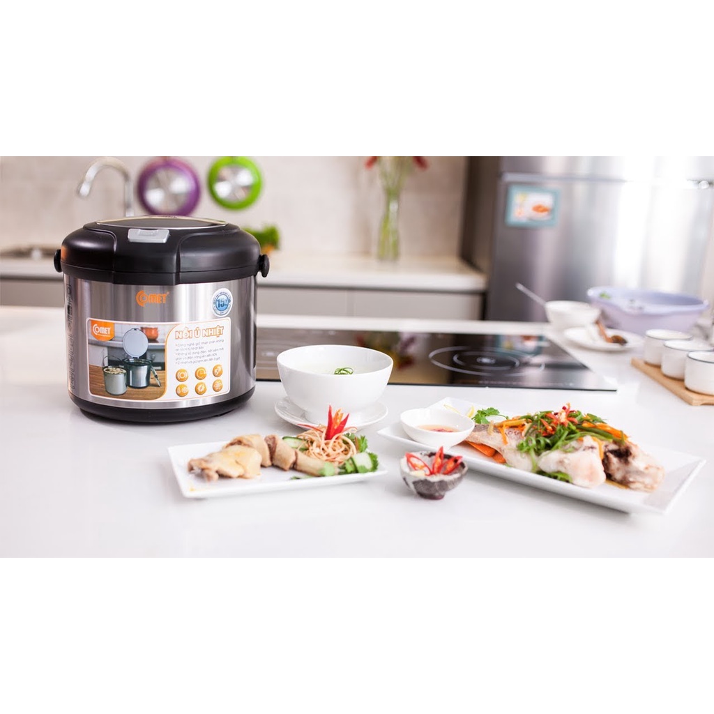 Nồi Ủ Nhiệt 5.0 lít - Nồi Ủ Chân không Nấu Mền Thực Phẩm Tiết Kiệm 80% Ga & Điện