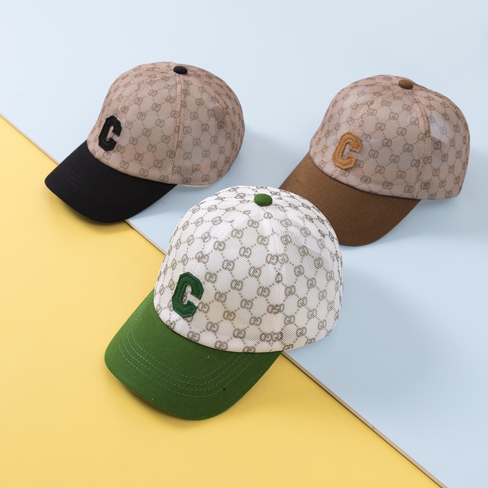 Mũ Lưỡi Trai Phối Lưới Thêu Chữ C Thoáng Khí Thời Trang Mùa Hè Cho Bé 3-8 Tuổi