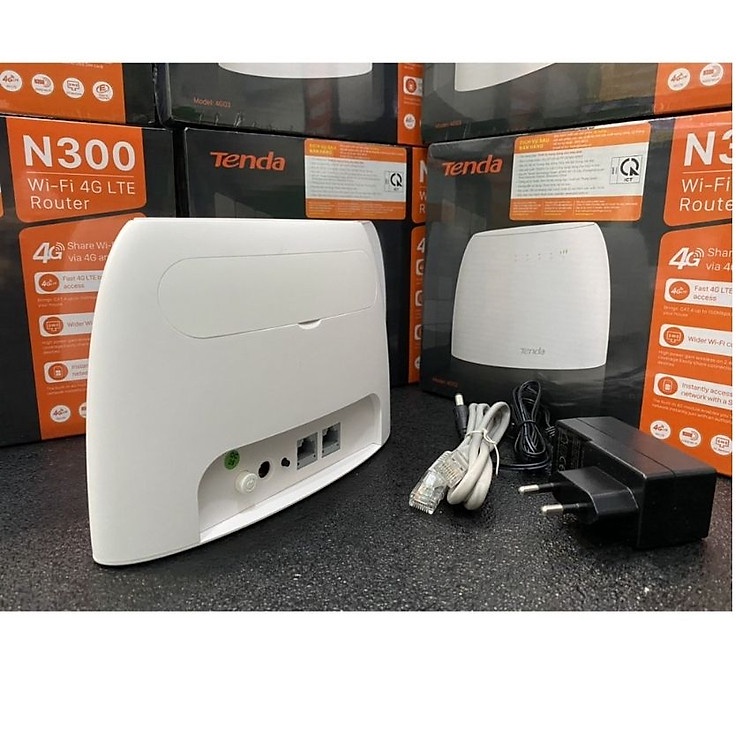Bộ phát wifi 4G Tenda 4G03 dùng sim 4G LTE chuẩn N300Mbps Kết nối 32 thiết bị, lắp đặt camera, ô tô, xe khách
