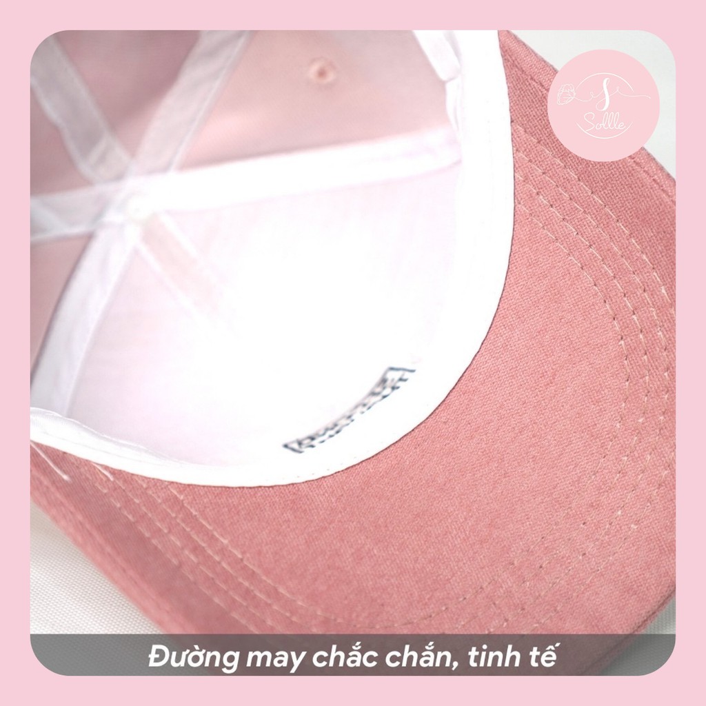 Mũ lưỡi trai Sollle vải cotton Ulzzang Hàn Quốc, nón bóng chày nam nữ Unisex M03L