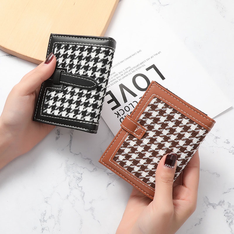 Ví Nữ Mini Kẻ Sọc Caro Phong Cách Vintage JP5