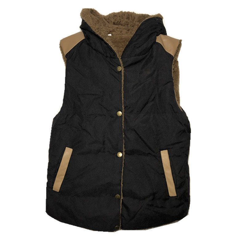 Áo khoác nhung cotton IELGY không tay có mũ trùm thời trang mùa đông Hàn Quốc dành cho nữ