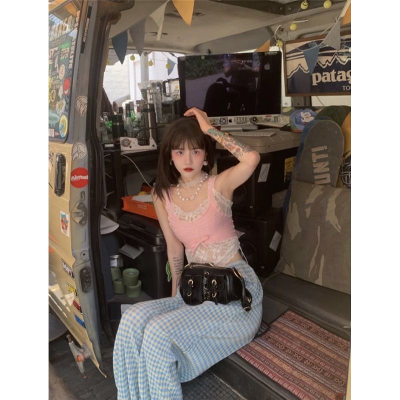 Set Áo Hai Dây Phối Ren + Quần Short Thiết Kế Mới Thời Trang Dành Cho