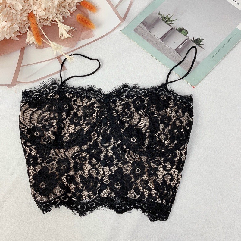 áo hai dây cúp ngực ren croptop A01 (không có mút ngực)