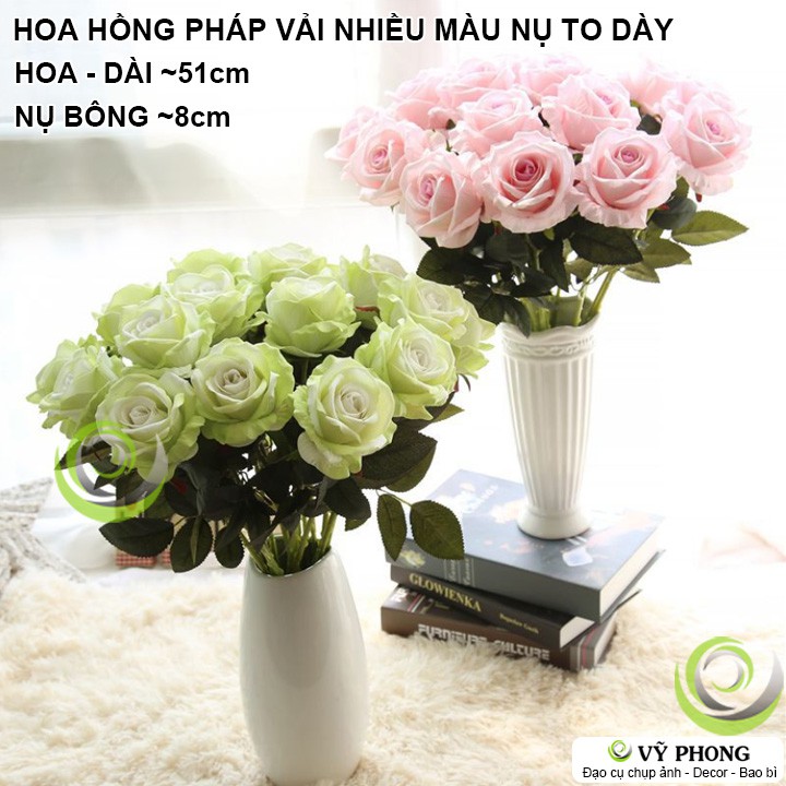 HOA HỒNG VẢI PHÁP NHIỀU MÀU LIVING ART NORDIC BẮC ÂU TRANG TRÍ CHỤP HÌNH ĐẠO CỤ CHỤP ẢNH SẢN PHẨM INS HOA-02~03k