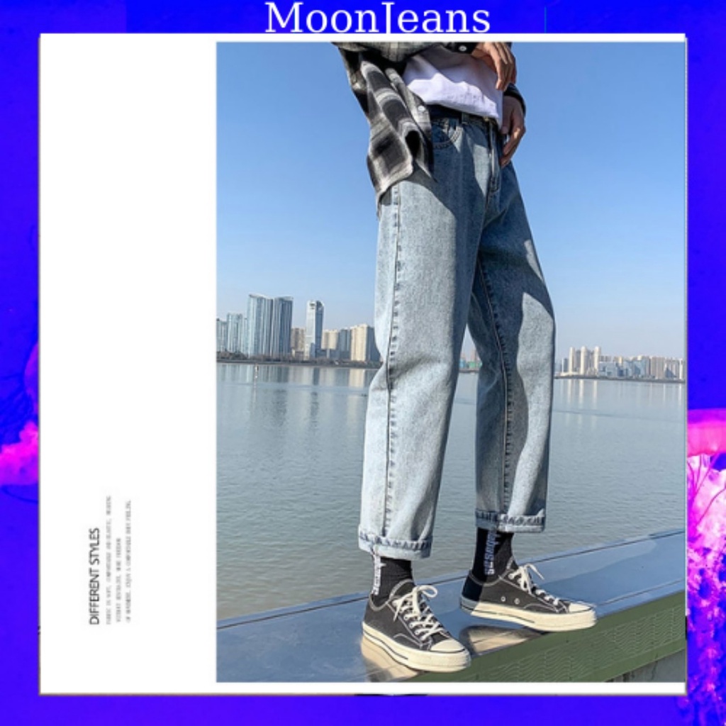 Quần jeans baggy nam xanh phong cách Hàn Quốc hot trend 2022