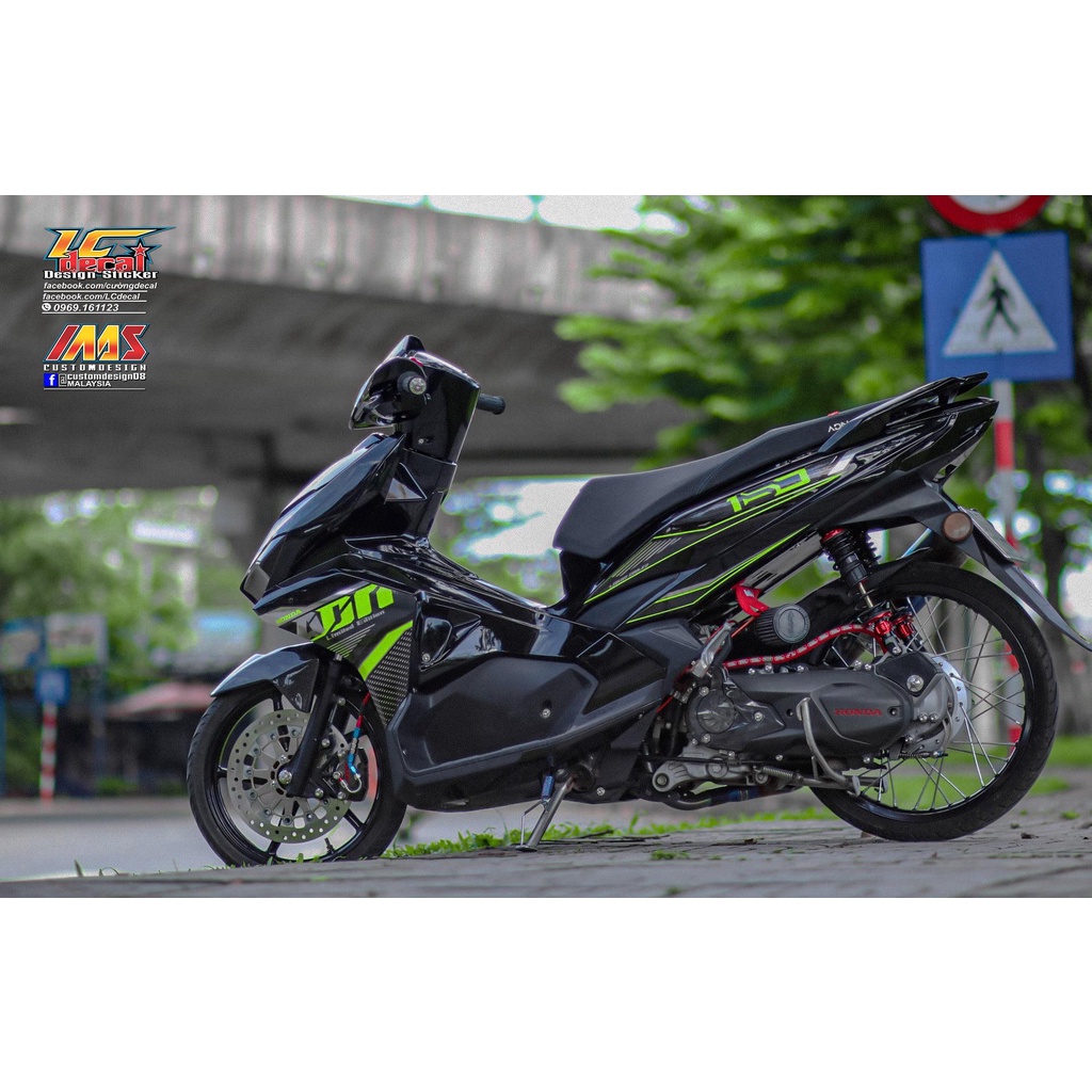 TEM RỜI mẫu ADN Special xanh lá xám cho AirBlade đen - tem in sắc nét không bay màu