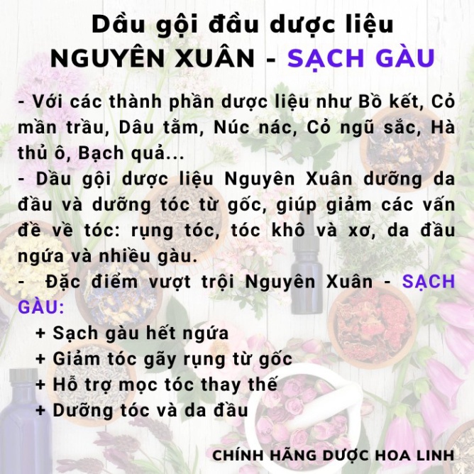 ✔️Chính Hãng✔️ Dầu gội Dược liệu Nguyên Xuân Sạch Gàu 350ml cho mái tóc sạch gàu, hết ngứa mà vẫn mềm mại, suôn mượt