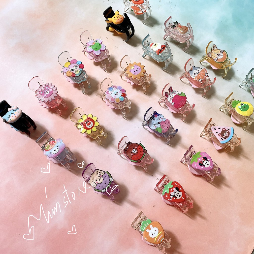 Kẹp tóc càng cua 5 RĂNG hình thú heo chó hồng TÍM STORE phụ kiện búi tóc 5R charm dễ thương