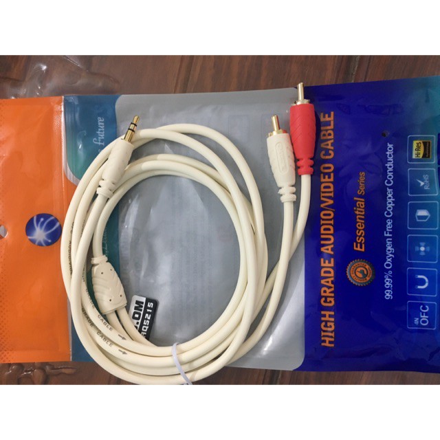 Dây kết nối loa 3.5mm ra 2 đầu hoa sen hàng xịn chống sôi xì 1.8m-5m