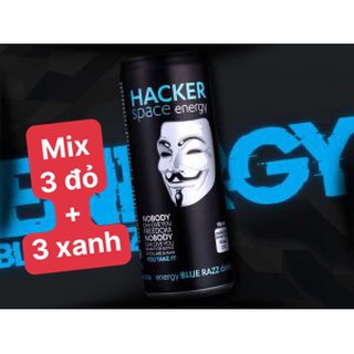 [HCM]Lốc 6 Lon Nước Tăng Lực Hacker Space Energy Drink Blue Razz 250ml Germany (Đức)