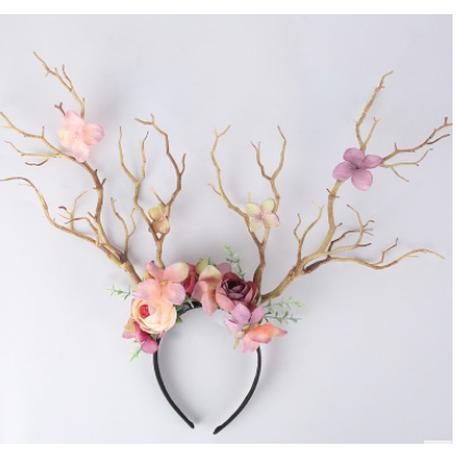 Cài Tóc Sừng Tuần Lộc Đính Hoa Đáng Yêu