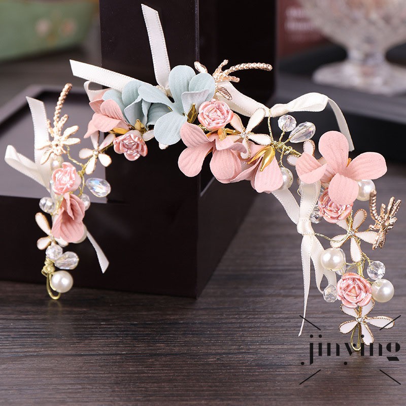 GETNOIVAS Vòng hoa đội đầu đính ngọc trai cho cô dâu dễ thương