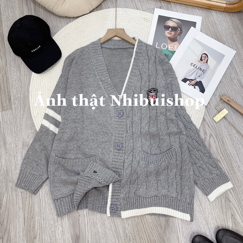 [HÀNG CAO CẤP] ÁO LEN CADIGAN THỪNG XÁM HUY HIỆU SIÊU XINH - HÀNG QUẢNG CHÂU CAO CẤP | BigBuy360 - bigbuy360.vn