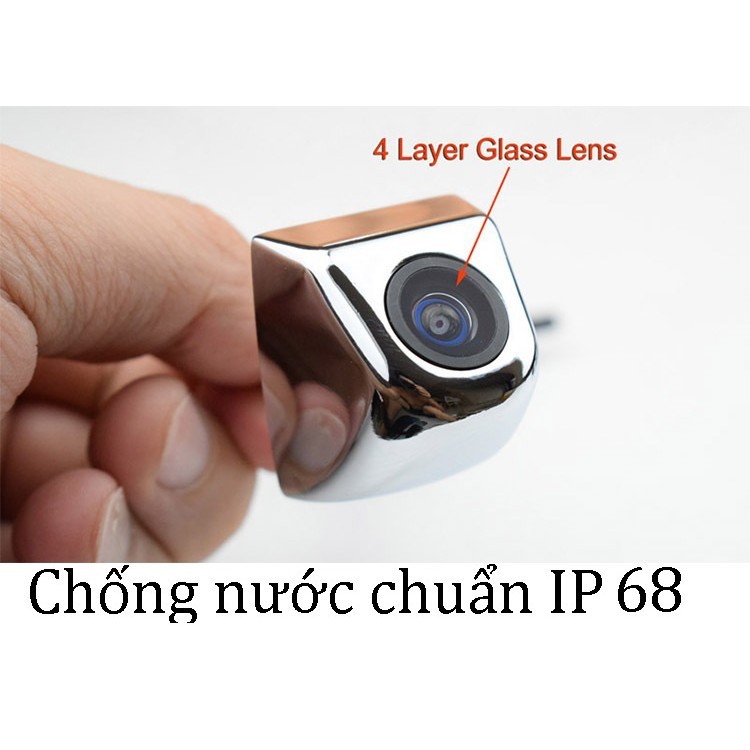 Camera lùi MẠ BẠC 8 led trợ sáng giắc 4 chân phân giải HD chống nước có thang chia vạch thông minh