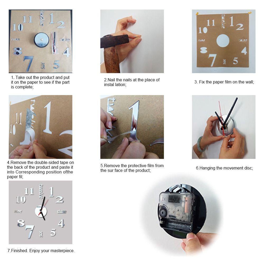 Đồng Hồ Dán Tường 3D DIY KENT1 Phong Cách Hiện Đại Tự Dính Không Ồn