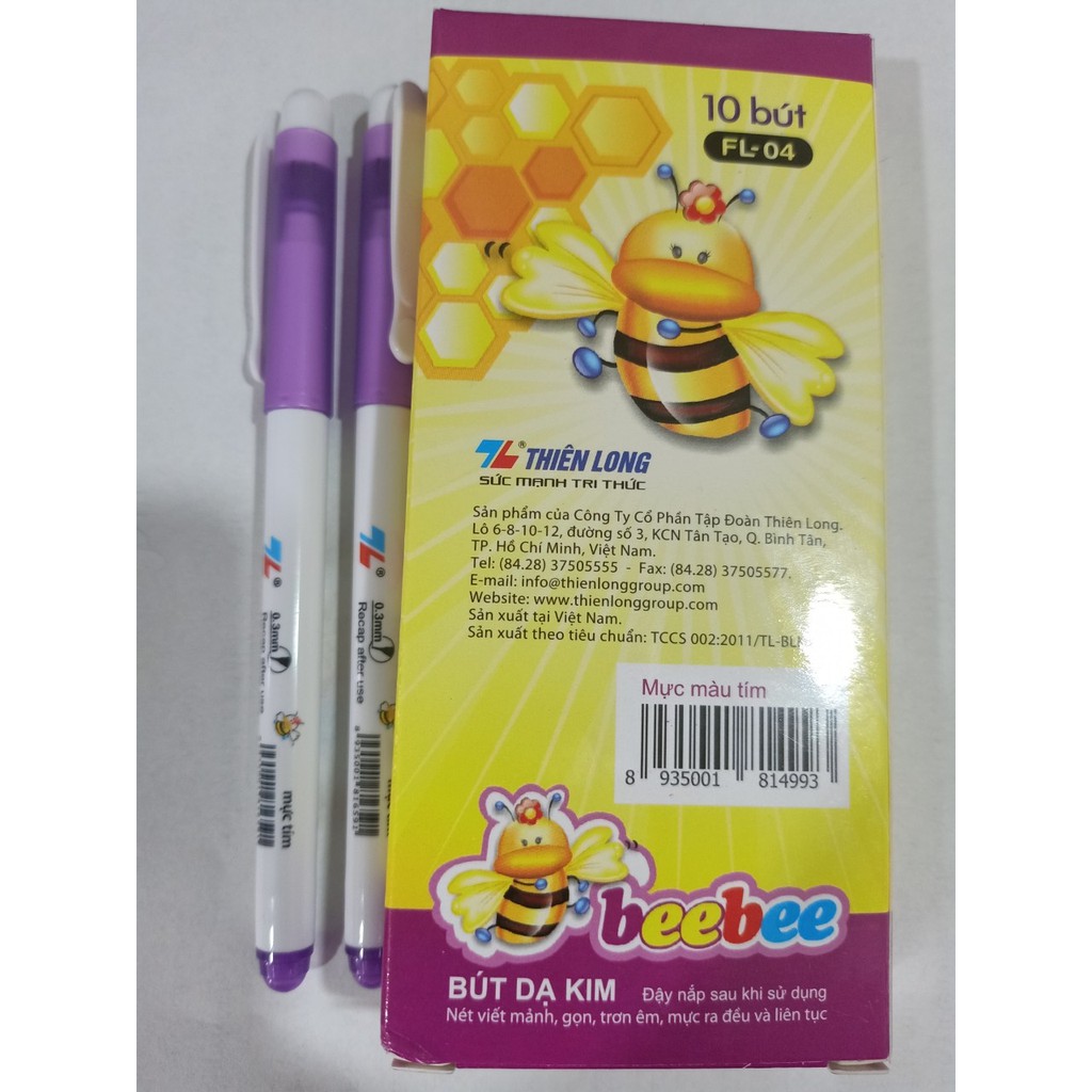 10 cây Bút Dạ Kim FL-04 BeeBee mực tím