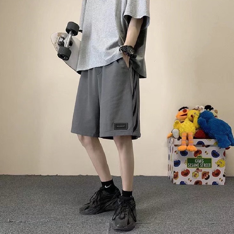 Quần Short Thể Thao Ống Rộng Phối Sọc Hai Bên Thời Trang Hàn Quốc Cho Nam [M-3XL]