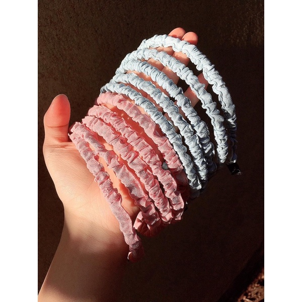 Cài nhún vải thô 2 màu xanh hồng