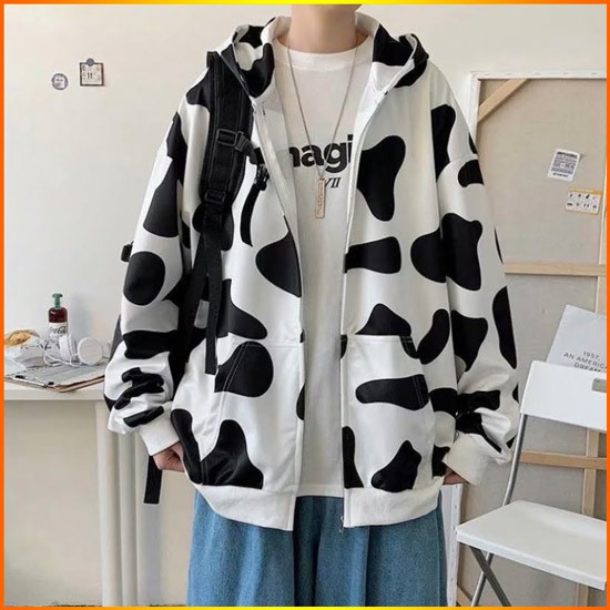 [CAM KẾT 1 ĐỔI 1] Áo khoác nỉ dây kéo Jacket form rộng Bò Sữa