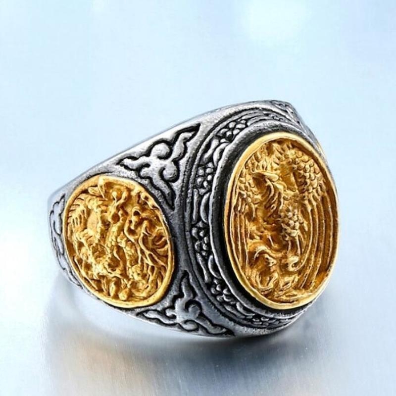 Nhẫn thép không gỉ khắc hình phượng hoàng thời trang cá tính