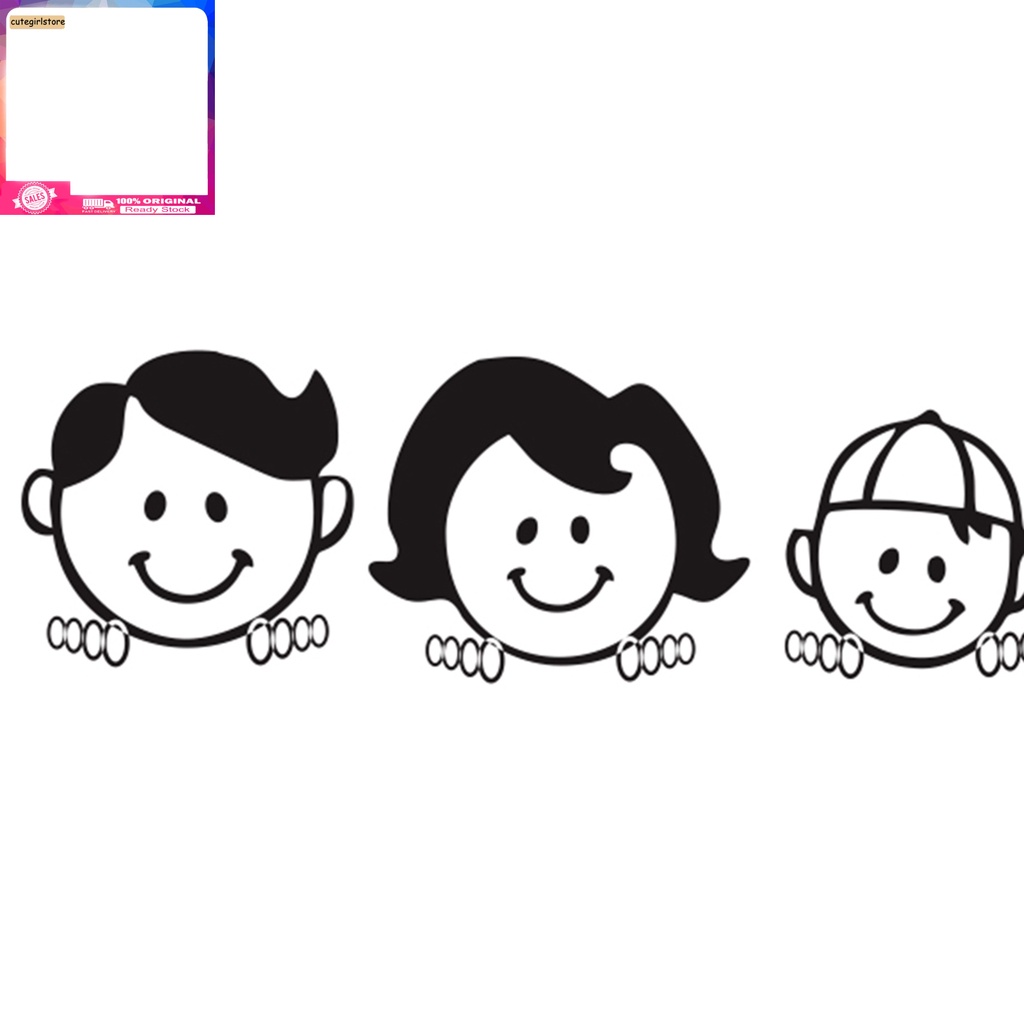 Đề can dán trang trí xe hơi bằng PVC họa tiết gia đình dễ thương