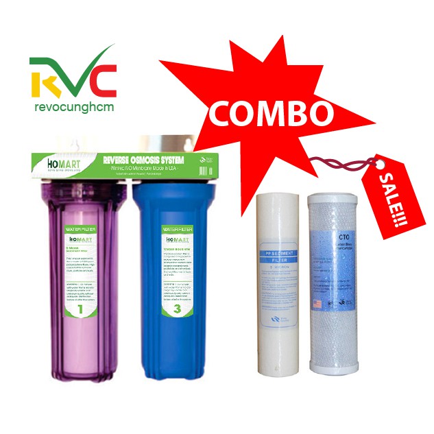 <GIÁ SỐC> COMBO Bộ lọc nước sinh hoạt, Máy lọc nước, Bộ lọc thô 2 cấp 20C3 + Bộ 2  lõi lọc PP và CTO 10 inch | WebRaoVat - webraovat.net.vn