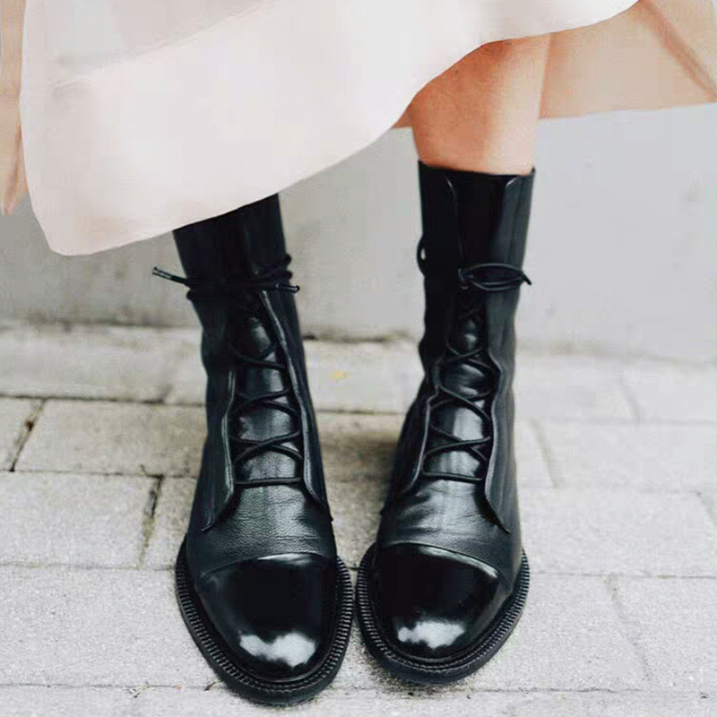Giày Boot Da Cổ Cao Thời Trang Sành Điệu Cho Nữ Size 34-43