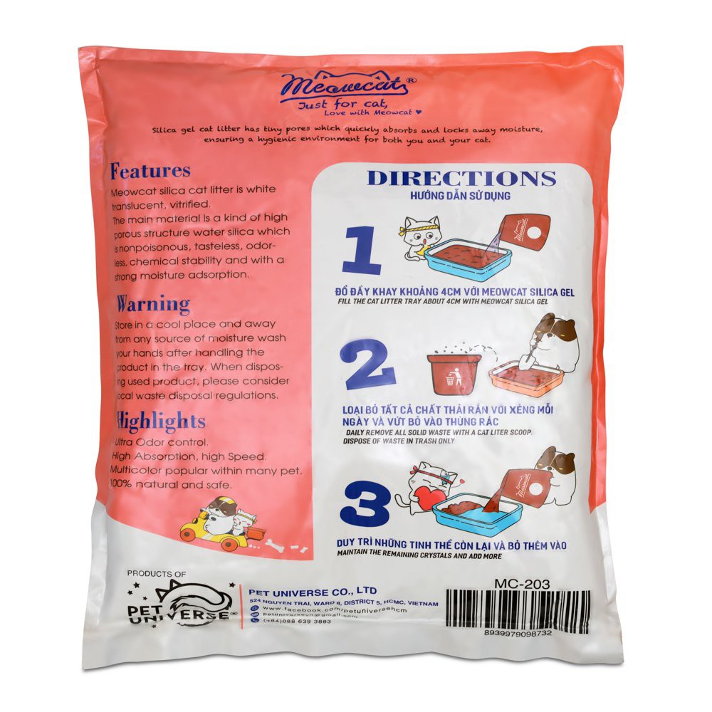 Cát thủy tinh vệ sinh cho mèo 5L SILICA CAT LITTER PREMIUM đa dạng hương