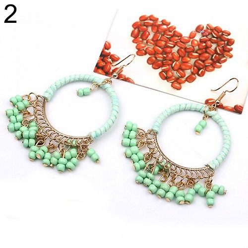 Khuyên Tai Tròn Xỏ Hạt Phong Cách Boho